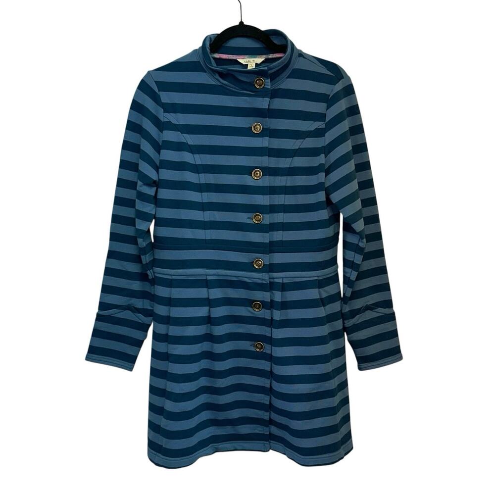 Matilda Jane Fall Breeze Blue Striped Jacket Coat S Button Front Peplum Swing